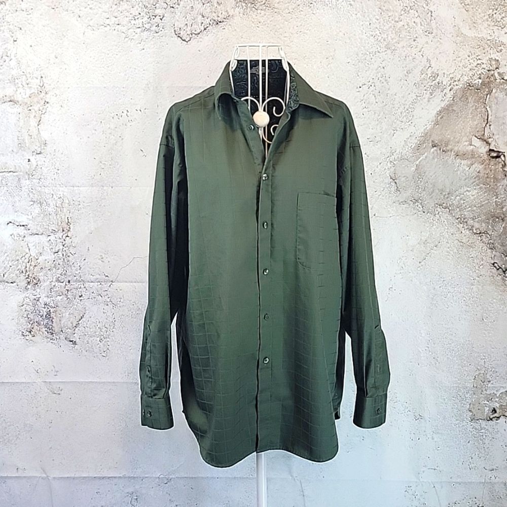 Crazy Horse by Liz Claiborne Men's button-down shirt sateen green Size 16
